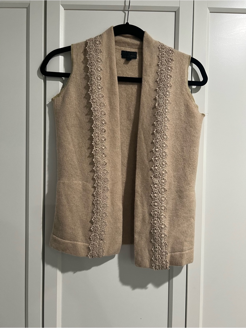 J.Crew Sleeveless Lace-Trim Sweater Vest - 100% Cashmere